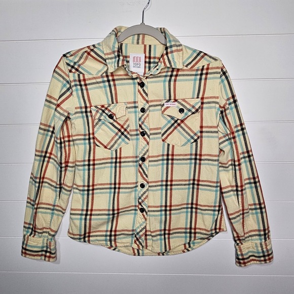 Topo Designs Women's Top Plaid Button-Up Small Cotton Flannel - Picture 1 of 7